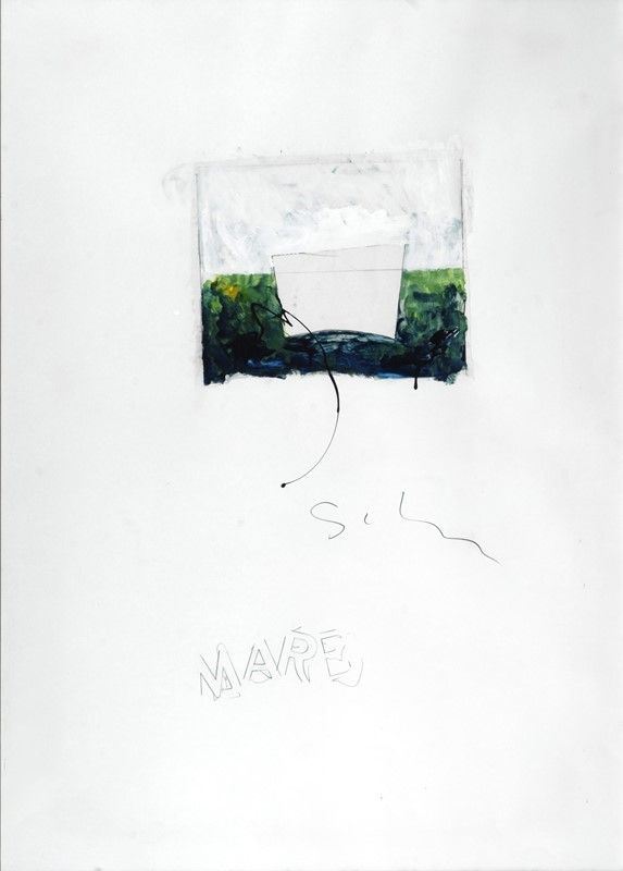 Mario Schifano : Mare  - Tecnica mista su carta riportata su tela - Asta Arte moderna e contemporanea - III - Galleria Pananti Casa d'Aste