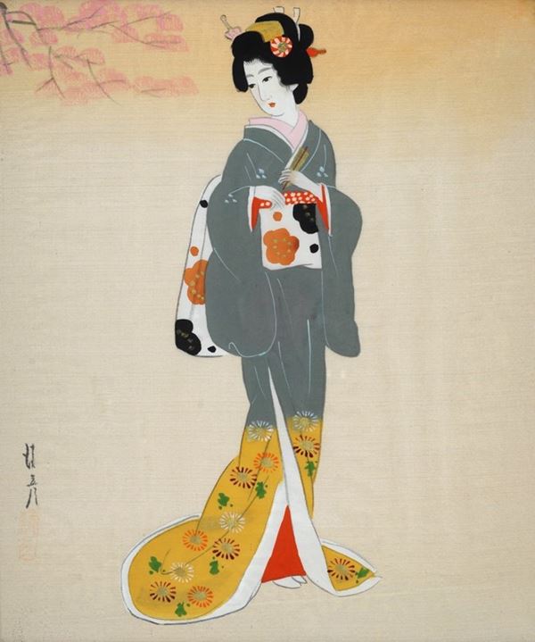 Figura femminile  - Tessuto dipinto - Asta ANTIQUARIATO - Galleria Pananti Casa d'Aste