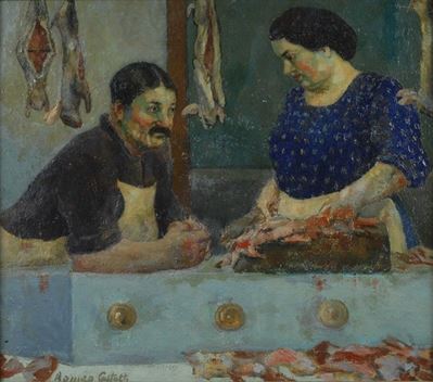 Conversando (fronte); Paesaggio (retro)