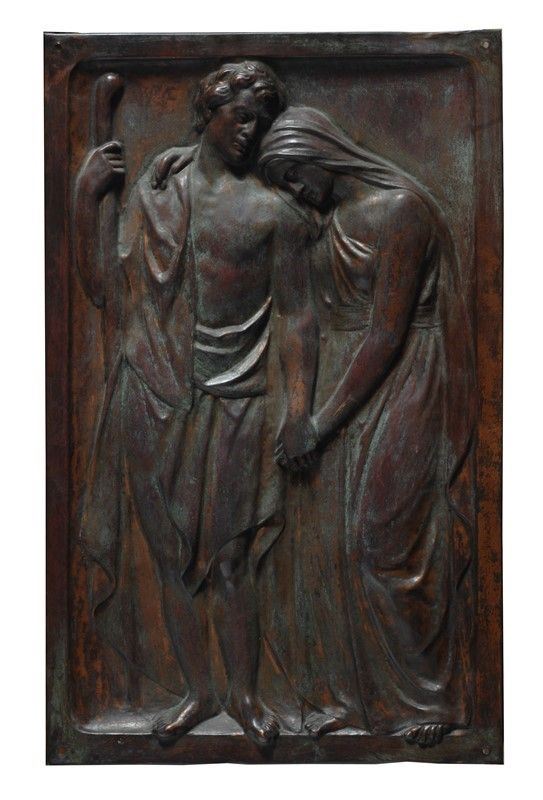 Mario Bandini : Giuseppe e Maria  - Bassorilievo su lastra di rame - Auction Autori del XIX e XX sec. - II - Galleria Pananti Casa d'Aste
