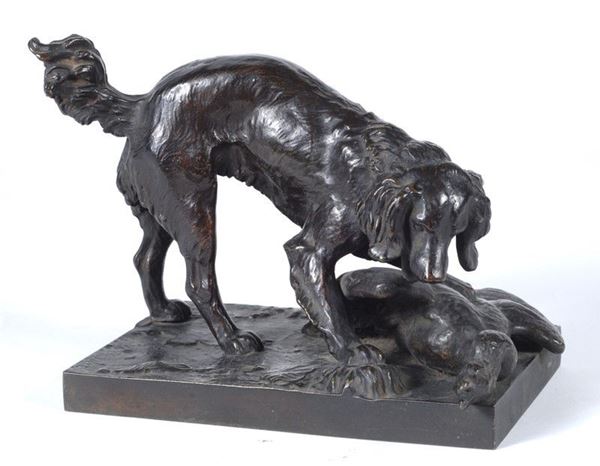 Antoine-Louis Barye : Cane con anatra  - Bronzo - Auction Autori del XIX e XX sec. - II - Galleria Pananti Casa d'Aste