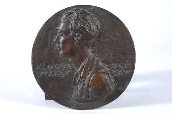 Antonio Maraini : Aldous Nuxley  (1927)  - Medaglia in bronzo - Auction Autori del XIX e XX sec. - II - Galleria Pananti Casa d'Aste