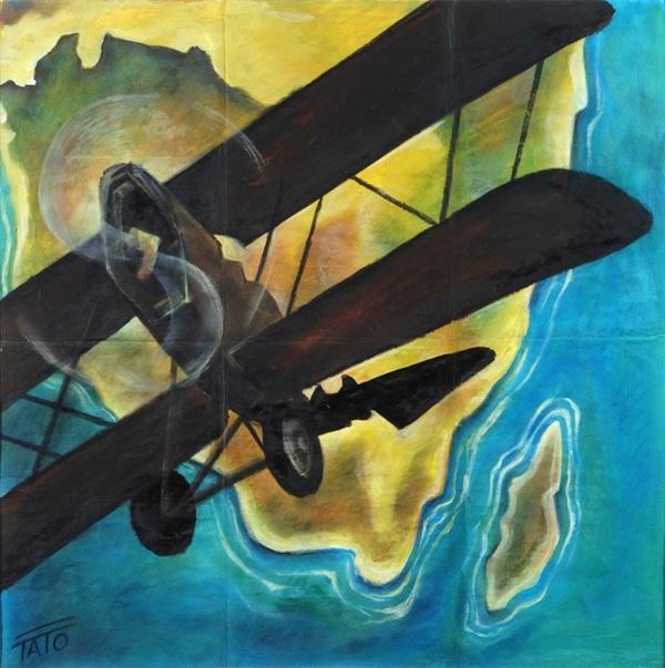 (Guglielmo Sansoni) Tato - Caproni 100 in virata