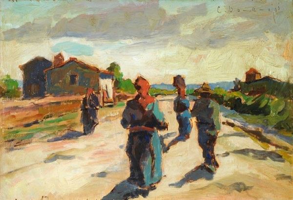 Carlo Domenici : Campigiane  ((1920))  - Olio su compensato - Auction Autori del XIX e XX sec. - II - Galleria Pananti Casa d'Aste
