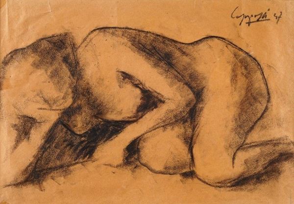 Giuseppe Capogrossi - Nudo femminile accovacciato