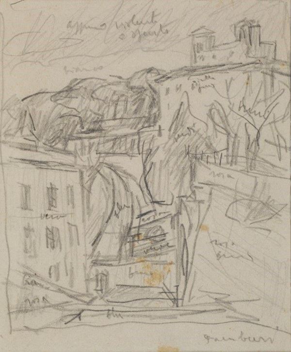 Orfeo Tamburi : Villa Medici  - Matita su carta - Auction STORART - ARTE MODERNA E CONTEMPORANEA - IV - Galleria Pananti Casa d'Aste