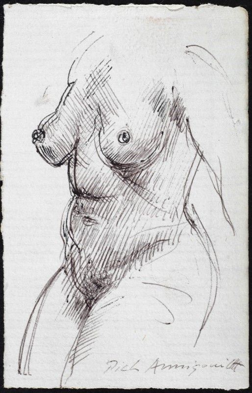 Pietro Annigoni : Nudo  - Penna su carta - Asta Arte moderna e contemporanea - III - Galleria Pananti Casa d'Aste