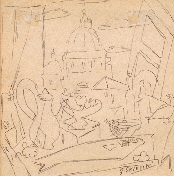 Gino Severini - Natura morta davanti alla Cupola di San Pietro