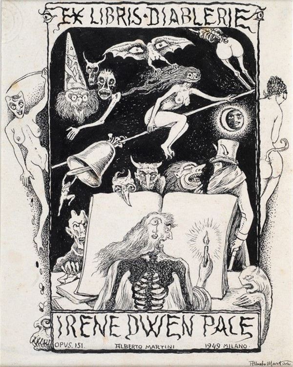 Alberto Martini - Ex libris diablerie Irene Dwen Pace. Opus 161