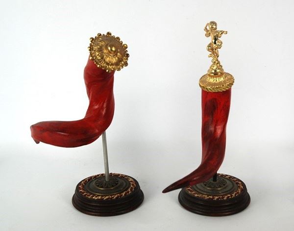 Coppia di corni portafortuna  - Auction House sale - da un'importante collezione napoletana - Galleria Pananti Casa d'Aste