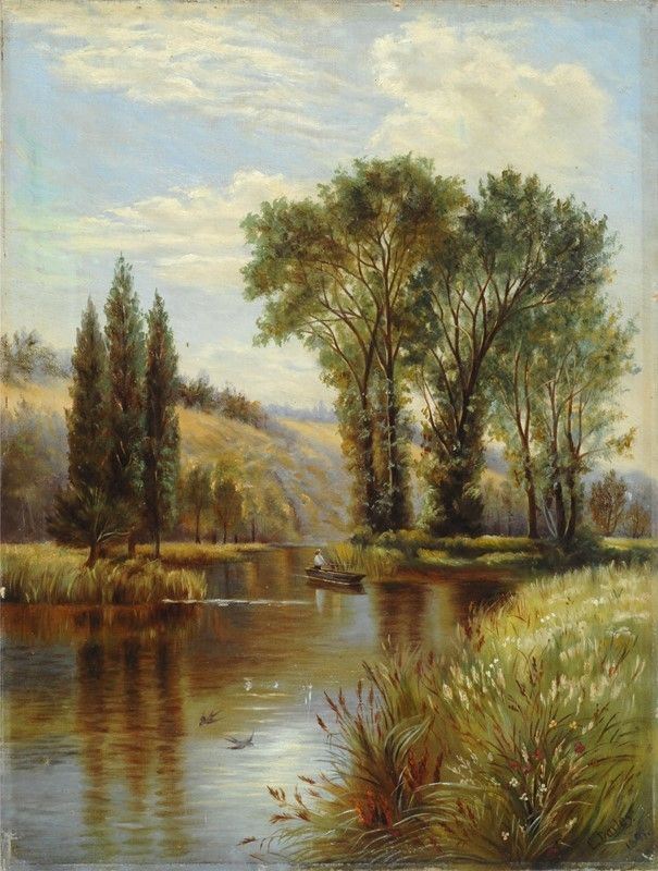 E. Darley - Paesaggio con Fiume