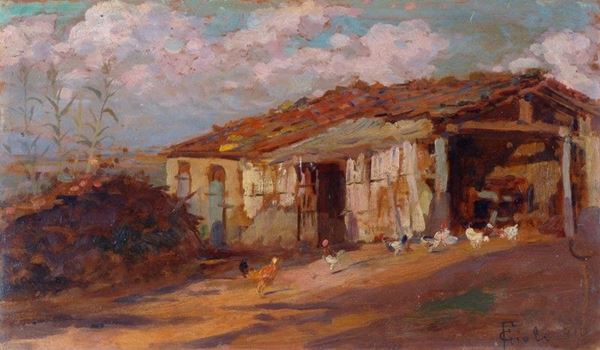 Francesco Gioli : Fienile di campagna  - Auction AUTORI DEL XIX E XX SEC - Galleria Pananti Casa d'Aste