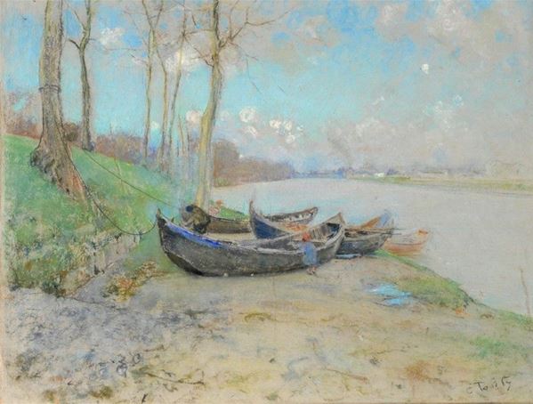 Egidio Tonti - Lungarno con barche
