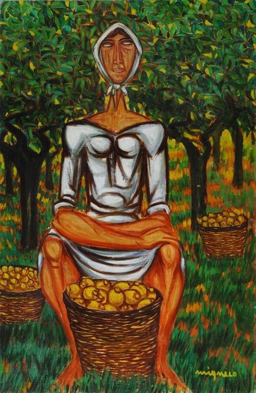 Giuseppe Migneco - Donna e Limoni