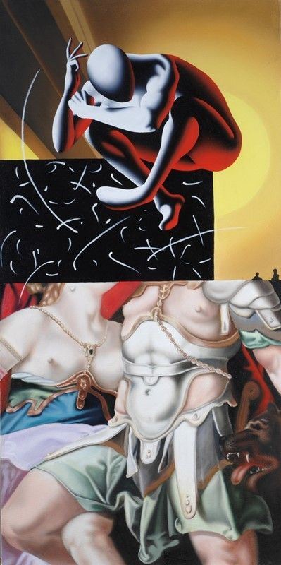 Mark Kostabi : Trapped door into memory  (2005)  - Acrilico su tela - Asta Arte moderna e contemporanea - III - Galleria Pananti Casa d'Aste