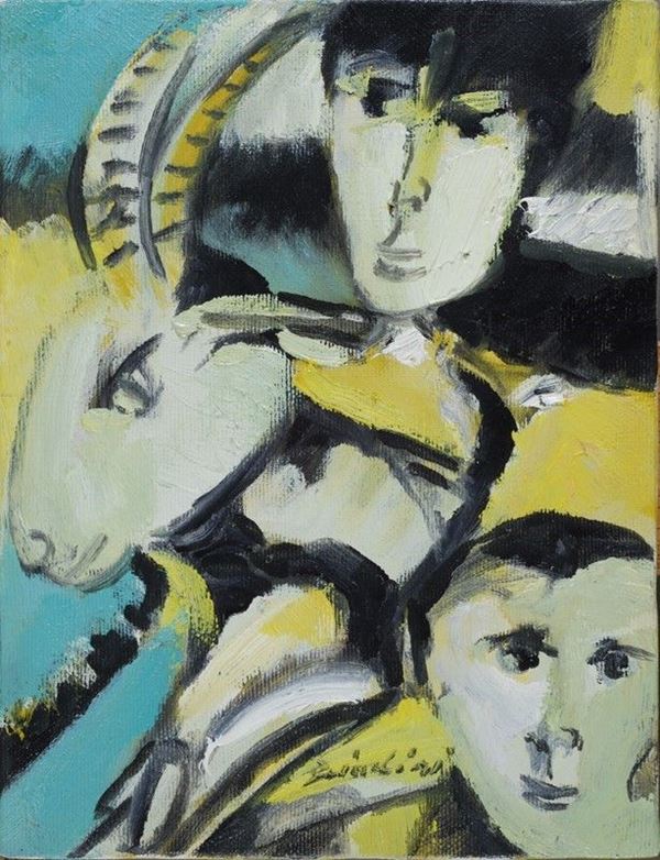 Remo Brindisi : Pastorale  (anni '80)  - Olio su tela - Auction Arte moderna e contemporanea - III - Galleria Pananti Casa d'Aste