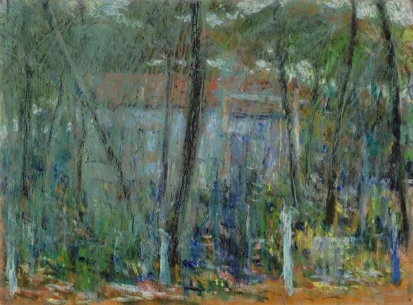 Galileo Chini : Veduta del giardino della casa dell'artista a Lido di Camaiore  ((1936))  - Olio su compensato - Asta Autori del XIX e XX sec. - II - Galleria Pananti Casa d'Aste