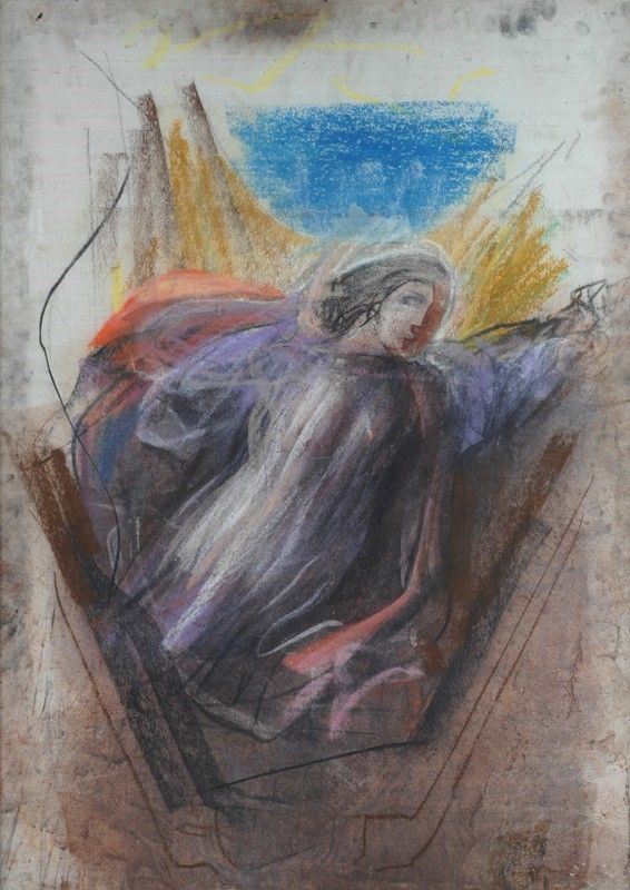 Pietro Annigoni - Studio per l'affresco l'Obbedienza (nell'Abbazia di Montecassino)