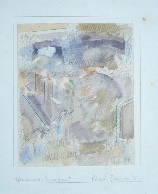 Riccardo Guarneri : Lontananza e trasparenza  (1991)  - Tecnica mista su carta - Asta Arte moderna e contemporanea - III - Galleria Pananti Casa d'Aste