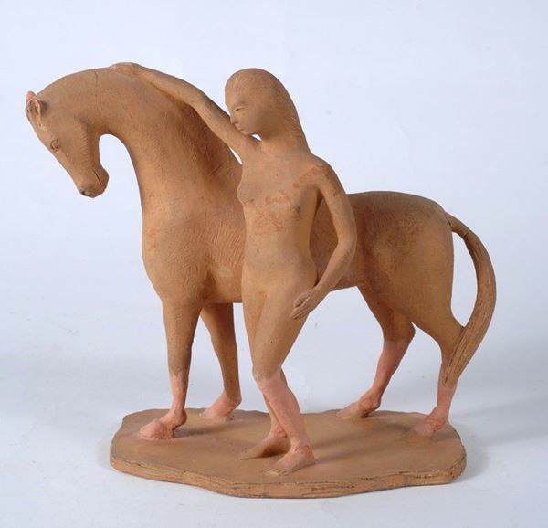 Aldo Salvadori : Figura con cavallo  - Auction FURNISHINGS AND OBJECTS - Galleria Pananti Casa d'Aste