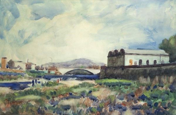 Alfredo Bonciani : La pescaia di San Niccolò  - Acquerello su carta - Auction AUTORI DEL XIX E XX SEC - Galleria Pananti Casa d'Aste