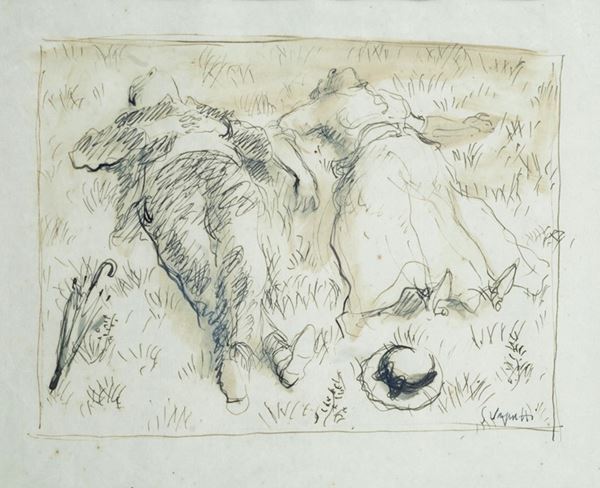 Gianni Vagnetti : Il riposo  - China su carta - Auction ARTE MODERNA - Galleria Pananti Casa d'Aste