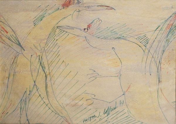 Silvio Loffredo : Pasqua  (1997)  - Tecnica mista su carta - Auction ARTE MODERNA - Galleria Pananti Casa d'Aste