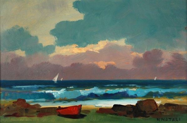 Renato Natali : Marina  - Olio su compensato - Auction AUTORI DEL XIX E XX SEC - Galleria Pananti Casa d'Aste
