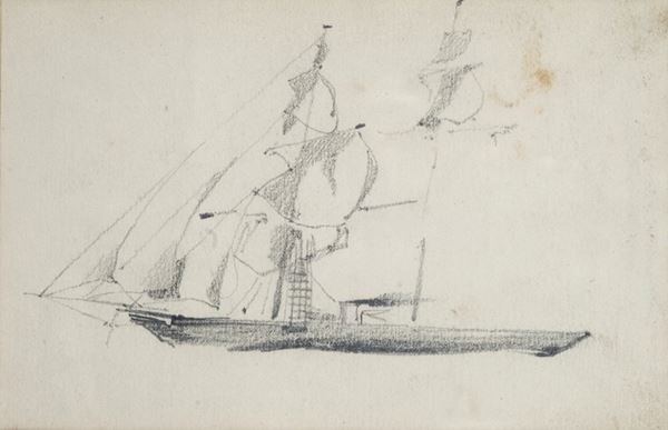 Ugo Manaresi : Veliero  - Matita su carta - Auction AUTORI DEL XIX E XX SEC - Galleria Pananti Casa d'Aste