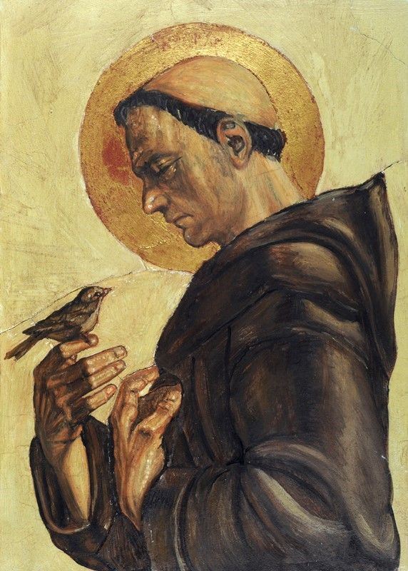 Alan Pascuzzi : San Francesco  (2005)  - Affresco su tavola - Asta ARTE MODERNA - Galleria Pananti Casa d'Aste