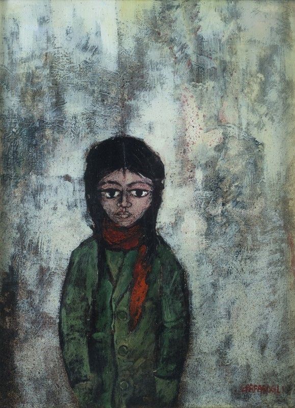 Leonardo Papasogli : Bambina  - Olio su cartone telato - Auction ARTE MODERNA - Galleria Pananti Casa d'Aste