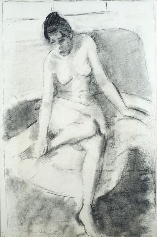 Aldo Salvadori : Nudo  (1957)  - Carboncino su carta - Auction Arte moderna e contemporanea - III - Galleria Pananti Casa d'Aste