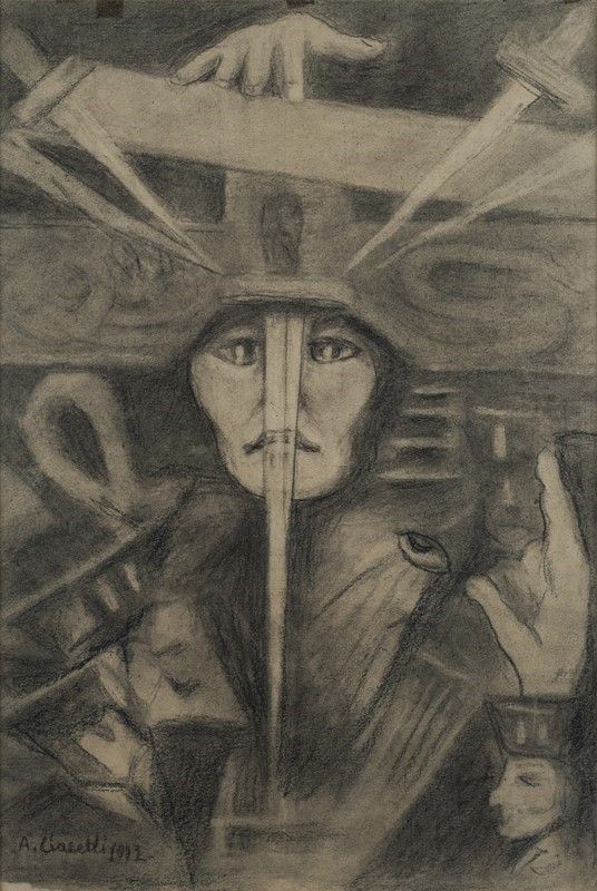 Arturo Ciacelli : Da Zarathustra  (1912)  - Carboncino e matita su cartoncino - Auction Arte moderna e contemporanea - III - Galleria Pananti Casa d'Aste