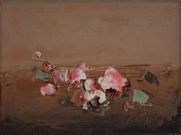 Sergio Scatizzi : Rose  - Olio su tela - Asta Arte moderna e contemporanea - III - Galleria Pananti Casa d'Aste