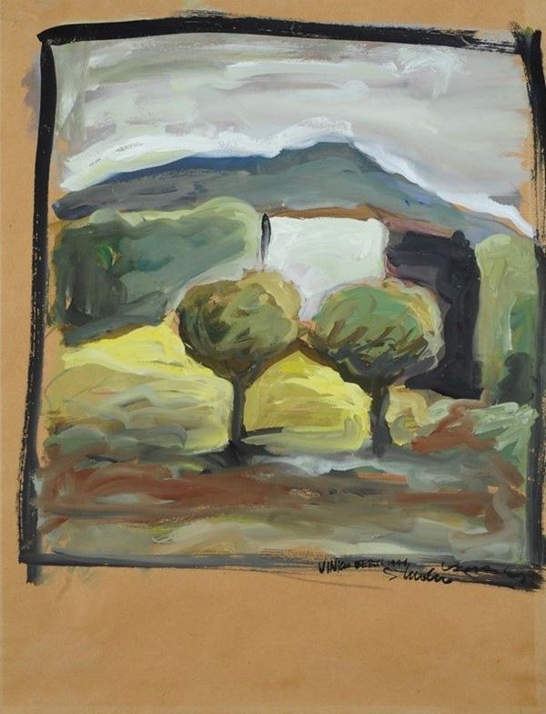 Vinicio Berti : Paesaggio  (1941)  - Tempera su carta - Asta STORART - ARTE MODERNA E CONTEMPORANEA - IV - Galleria Pananti Casa d'Aste