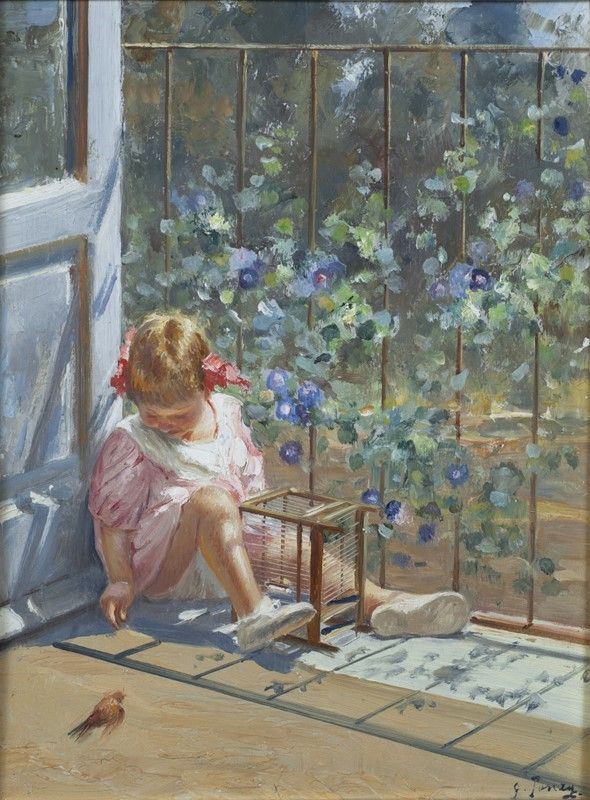 Giovanni Panza - Bambina con Uccellino
