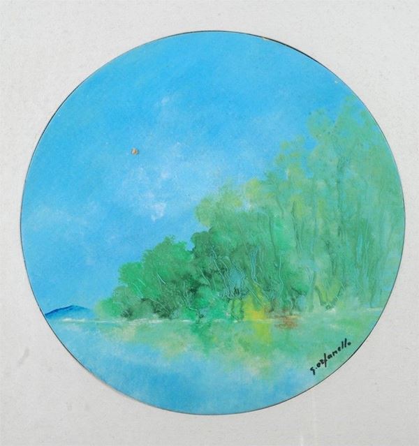 Giacinto Orfanello : Firenze, l'Arno a Bellariva   (1983)  - Tecnica mista su cartone - Auction ARTE MODERNA - Galleria Pananti Casa d'Aste