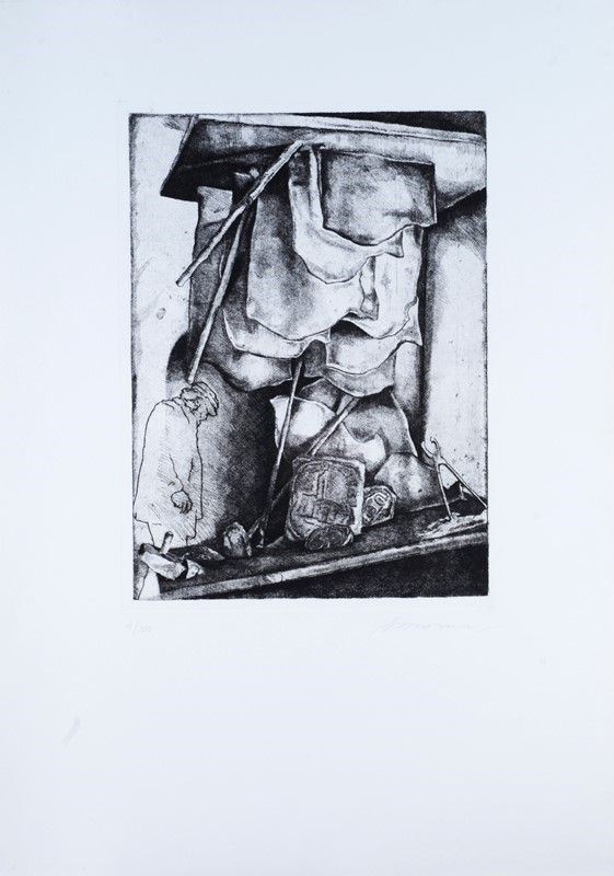 Romano Masoni : Il Vascello di Ulisse  (1994)  - Ceramolle e acquaforte - Asta GRAFICA ED EDIZIONI - Galleria Pananti Casa d'Aste