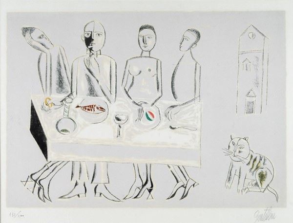 Franco Gentilini : Figure  - Litografia a colori - Asta GRAFICA ED EDIZIONI - Galleria Pananti Casa d'Aste