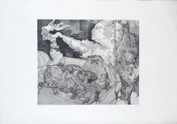 Giuliano Pini : Without title  (1976)  - Etching - Auction GRAPHICS, AND EDITIONS - Galleria Pananti Casa d'Aste
