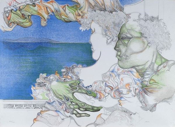Giuliano Pini : Senza titolo  (1974)  - Litografia a colori - Asta GRAFICA ED EDIZIONI - Galleria Pananti Casa d'Aste