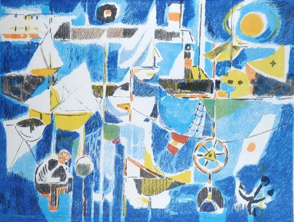 Enrico Paulucci : Barche  - Litografia a colori - Auction GRAFICA ED EDIZIONI - Galleria Pananti Casa d'Aste