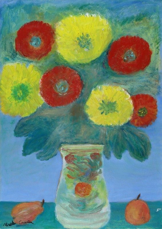 Michele Cascella - Vaso di fiori con frutta
