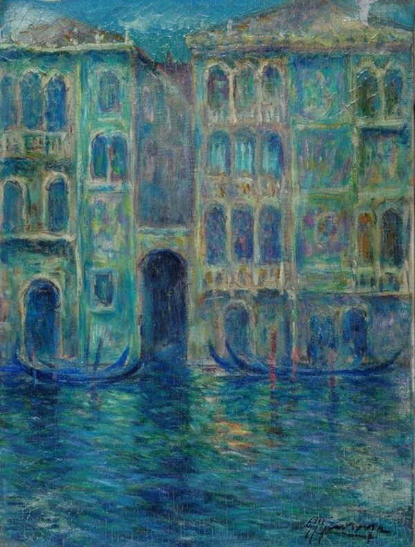 Giovan Francesco Gonzaga : Venezia  - Olio su tela - Asta Arte moderna e contemporanea - III - Galleria Pananti Casa d'Aste