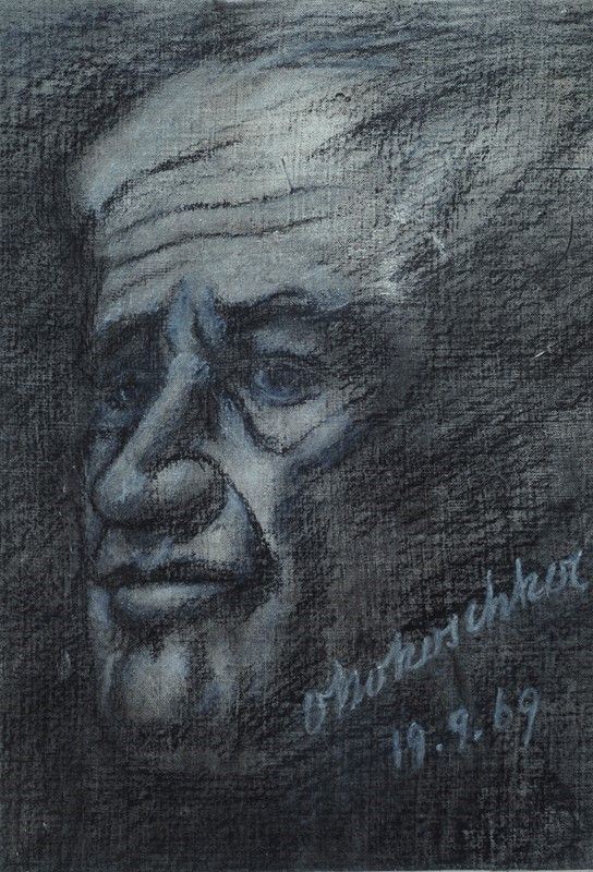 Oskar Kokoschka : Ritratto  (1969)  - Tecnica mista su tela riportata su cartone - Auction Arte moderna e contemporanea - III - Galleria Pananti Casa d'Aste