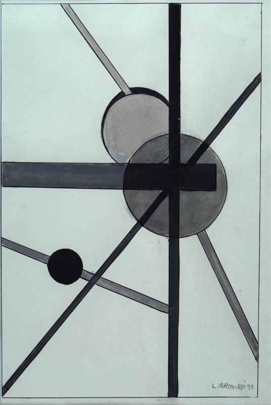 Luigi Veronesi : Senza titolo  (1991)  - Tecnica mista su carta - Auction Arte moderna e contemporanea - III - Galleria Pananti Casa d'Aste