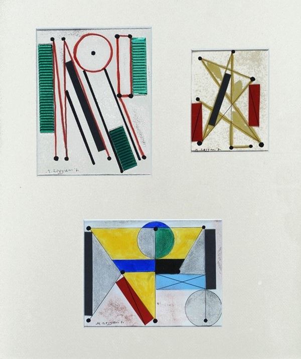 Mauro Reggiani : Prove per Italsider  (1971)  - Tecnica mista su carta - Asta Arte moderna e contemporanea - III - Galleria Pananti Casa d'Aste