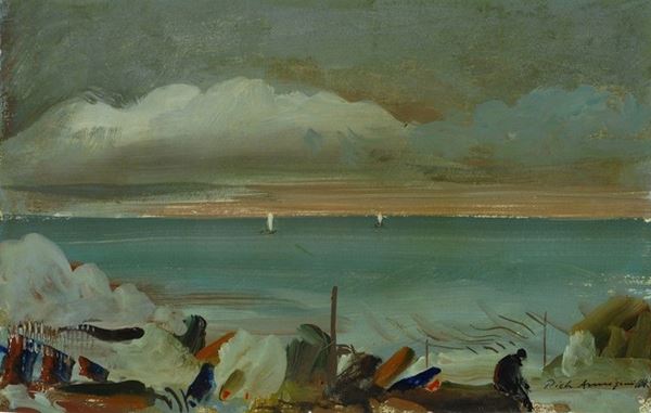 Pietro Annigoni : Marina  - Tempera grassa su cartone - Asta Arte moderna e contemporanea - III - Galleria Pananti Casa d'Aste