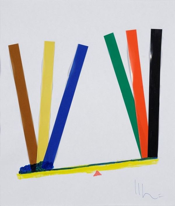 Aldo Mondino : Composizione  - Collage su carta - Asta Arte moderna e contemporanea - III - Galleria Pananti Casa d'Aste