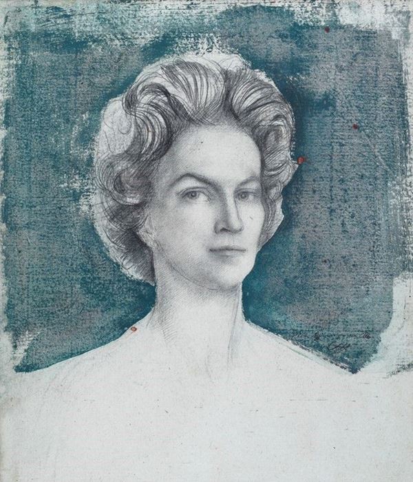 Pietro Annigoni : Ritratto di donna  - Tecnica mista su carta - Auction Arte moderna e contemporanea - III - Galleria Pananti Casa d'Aste